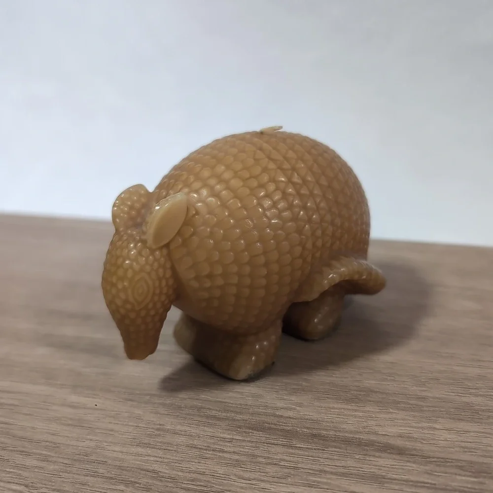 Vintage Candleign Armadillo Candle Houston TX Textured Wax Figurine Southwestern